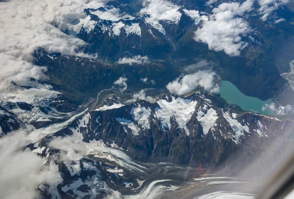 Vista aérea do glaciar no voo de Anchorage para Seattle — Fotografia de Stock