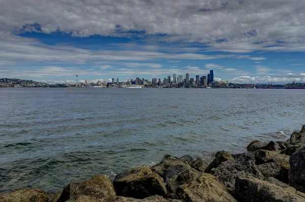 Vista da cidade para Seattle com Space Needle e Skyline Washingt — Fotografia de Stock