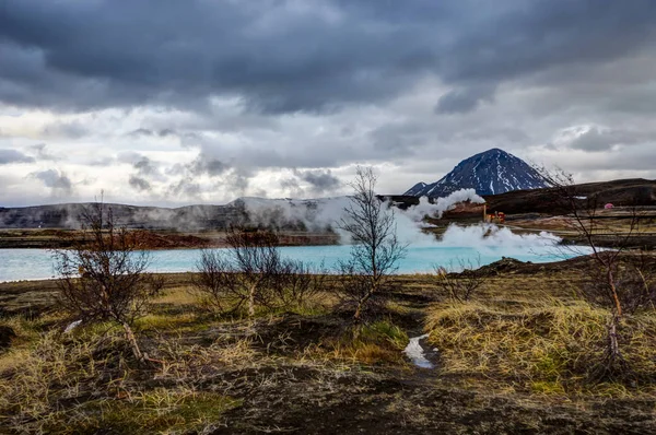 Zona geotermica di Hverir chiamato anche Blue Lake vicino Myvatn Islanda — Foto Stock