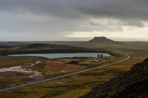 Z widokiem na pola geotermalne w Islandii — Zdjęcie stockowe