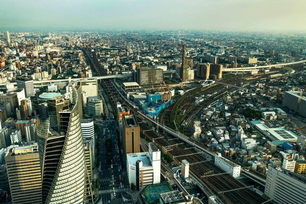 Nagoya Japan - October 2017 - Skyline Panorama View Nagoya Megacity from Midland Square