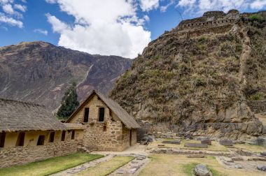 Antik Inca harabe Ollantaytambo Peru