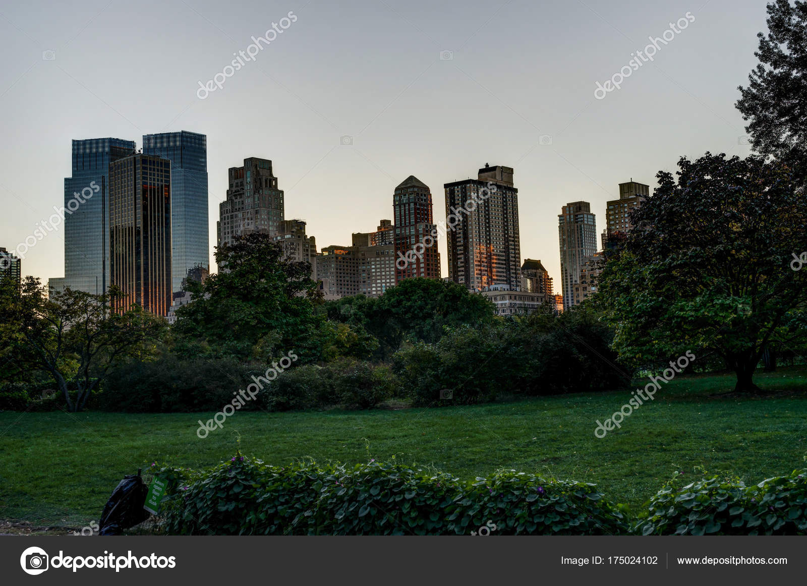 New York Central Park Avec Skyline Vue Coucher De Soleil