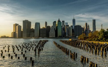 New York Skyline Cityscape Manhatten Dünya Ticaret Merkezi'nin Özgürlük