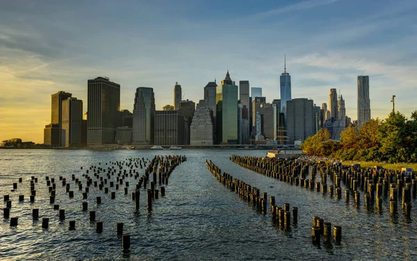 New York Skyline Cityscape Manhatten Dünya Ticaret Merkezi'nin Özgürlük — Stok fotoğraf