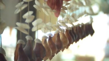el yapımı, süslemeleri kabukları, yakın çekim, 4 k, bulanıklık arka plan