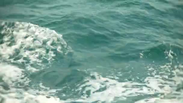 Eliche motore sfornare l'acqua in onde e si sveglia. Lo spruzzo d'acqua dalle eliche delle navi in mare aperto. 4k, primo piano — Video Stock