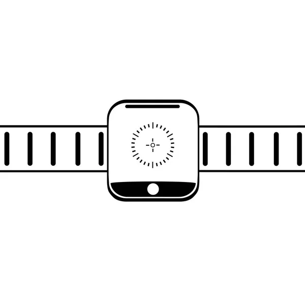 Afbeelding moderne elektronische polshorloge puttend uit een armband. — Stockvector