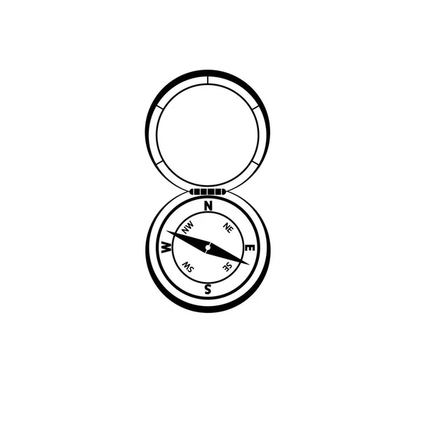 Grafisk teckning. kompass, objekt i centrum — Stock vektor