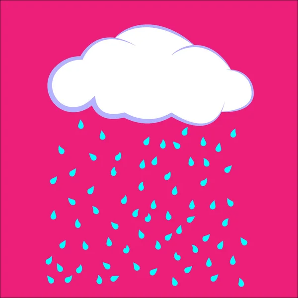 Cloud icon. Vector illustration. cloud with rain on a pink background — Stock Vector