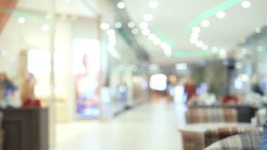 Bulanık arka plan salonu ve devasa bir süpermarketin yemek odası. Boşluğu kopyala