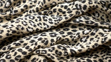 Kumaş arka planı. Hayvan desenli leopar desenli kumaşlar. Boşluğu kopyala