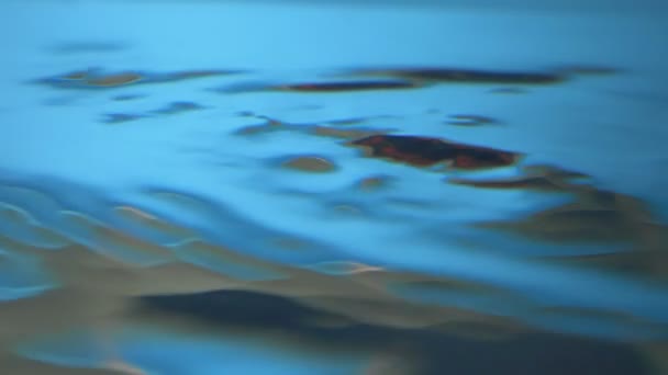 Nahaufnahme, das Oberflächenwasser plätschert. blauer Hintergrund — Stockvideo
