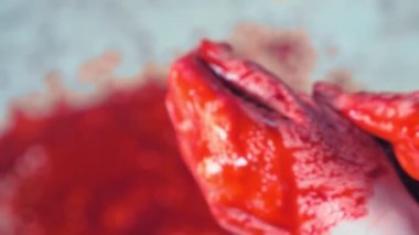 Kanlı eller, ellerinden kan damlıyor. Boşluğu kopyala