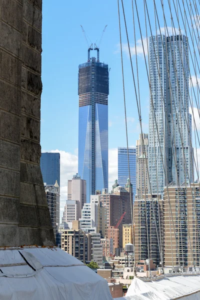 Nova Iorque Skyline a partir de Brooklyn Bridge — Fotografia de Stock