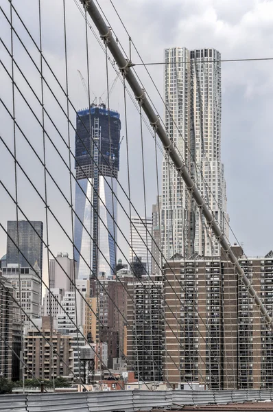 NYC Skyline from the Brooklyn Bridge — Stock Photo, Image