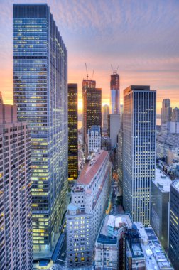 gün batımında New york skyline