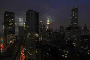 Şehir merkezindeki Manhattan'ın havadan görünümü