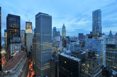 Şehir merkezindeki Manhattan'ın havadan görünümü