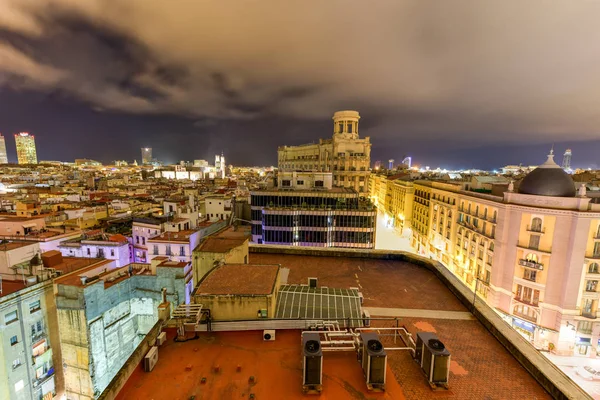 Barcelona Panorama v noci — Stock fotografie