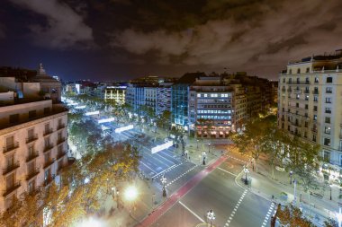 Passeig de Gracia at Night - Barcelona, Spain