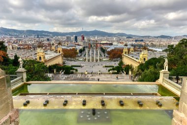 National Palace ve Placa de España'nın - Barcelona