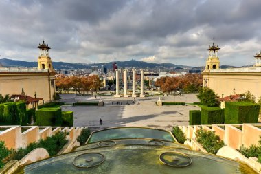 National Palace ve Placa de España'nın - Barcelona
