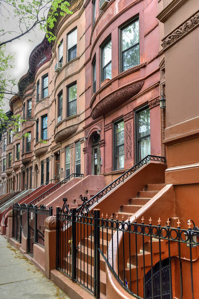 Brownstones in the Harlem Neighborhood of New York City.