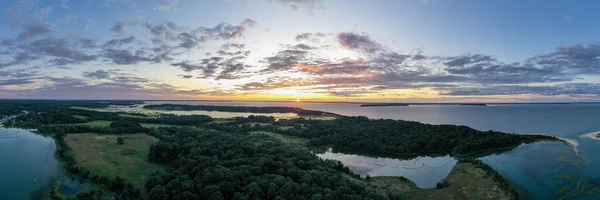 Zonsondergang Langs Het Strand Bij Towd Point Southampton Long Island — Stockfoto