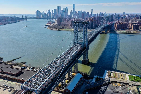 Panoramic View Williamsburg Bridge Brooklyn New York — Stock Photo, Image