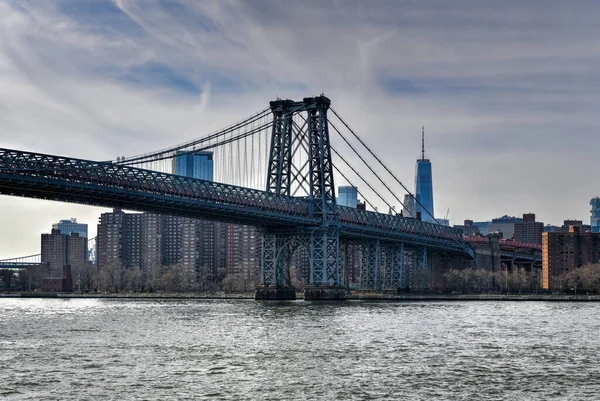 Brooklyn New York Tan Williamsburg Köprüsü Nün Panoramik Görüntüsü — Stok fotoğraf