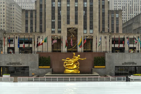 New York City Mar 2020 Empty Rockefeller Center Ice Cink — стокове фото