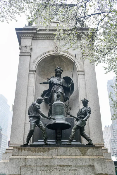 New York City Mar 2020 Memorial James Gordon Bennet Founder — Stock Photo, Image