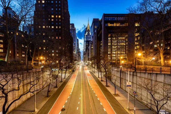 Rua Vazia Tudor City Olhando Para Oeste Durante Quarentena Coronavírus — Fotografia de Stock