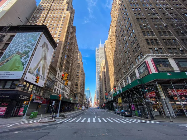 Nowy Jork Kwiecień 2020 Puste Ulice Śródmieścia Manhattanu Podczas Epidemii — Zdjęcie stockowe