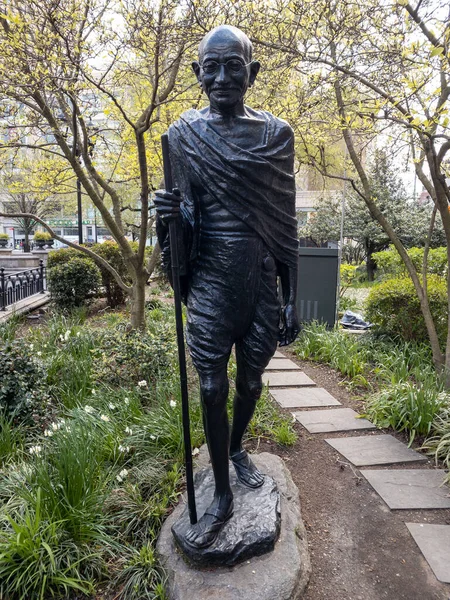 New York City Apr 2020 Mahatma Gandhi Statue Union Square — Stock Photo, Image