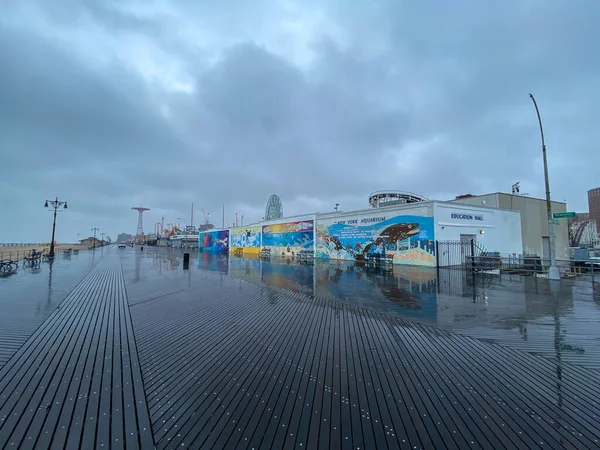 Brooklyn New York Apr 2020 Deserted Boardwalk Southern Coast Brooklyn — Stock Photo, Image