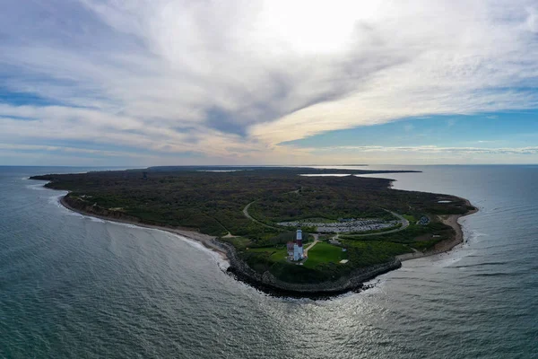 Letecký Pohled Maják Pláž Montauk Long Islandu New York Usa — Stock fotografie
