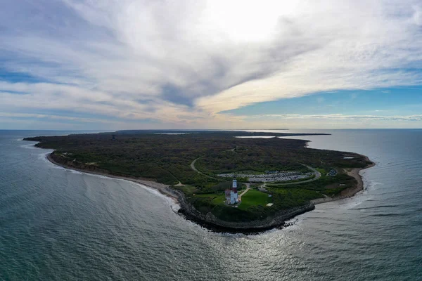 Vista Aérea Farol Praia Montauk Long Island Nova York Eua — Fotografia de Stock