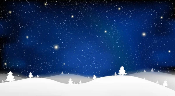 Feliz Navidad Año Nuevo Fondo Luz Azul Estrella Nieve Cielo — Vector de stock