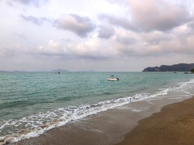 Plaj ve Deniz Manzaralı arka plan görünümünü