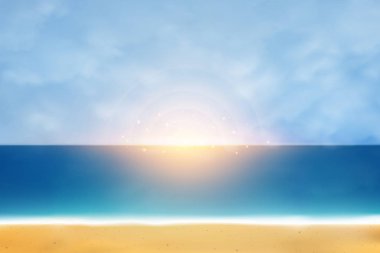 Doğal elementler tasarımı ile soyut plaj yaz sanat eserleri. 