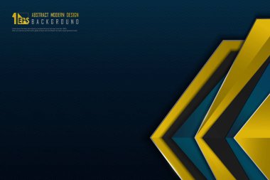 Soyut lüks gradyan mavi arkaplan çizgili ve sarı tasarım şekilli çokgen geometrik. 