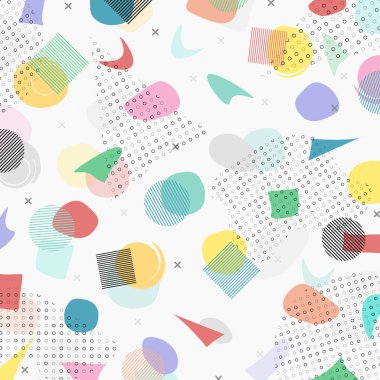 Soyut renkli memphis tasarımı grunge geometrik desen tasarımı arka plan. 