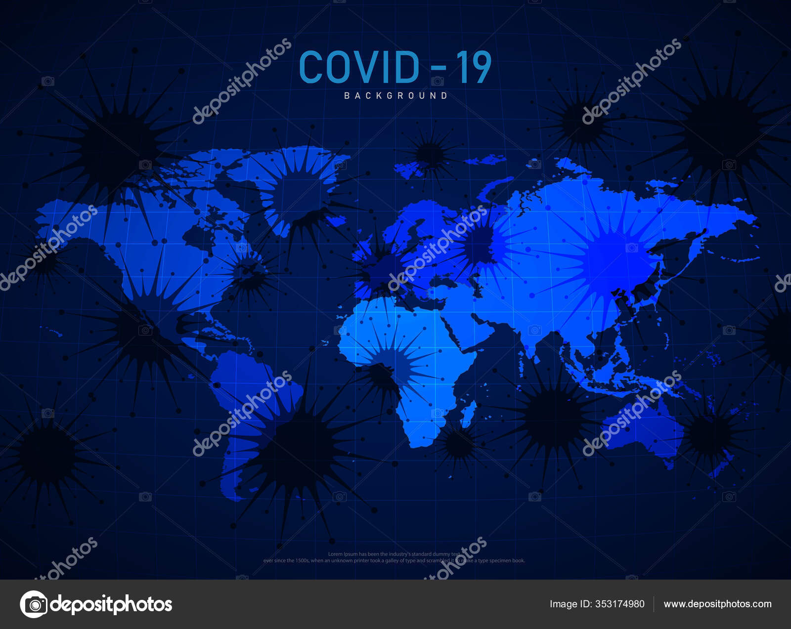 Covid 19病毒在世界地图的未来背景下传播装饰广告艺术品说明向量eps10 图库矢量图像 C Impulse50 Covid 19病毒在世界地图的未来背景下传播装饰广告艺术品说明向量eps10 图库矢量图像 C Impulse50