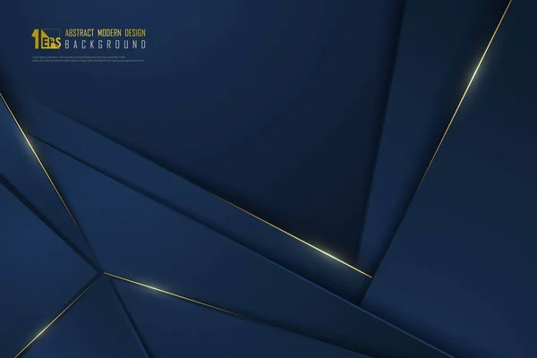 Abstrakter Verlauf Blaues Luxusdesign Der Überlappungsschablone Mit Goldenem Linienhintergrund Dekorieren — Stockvektor