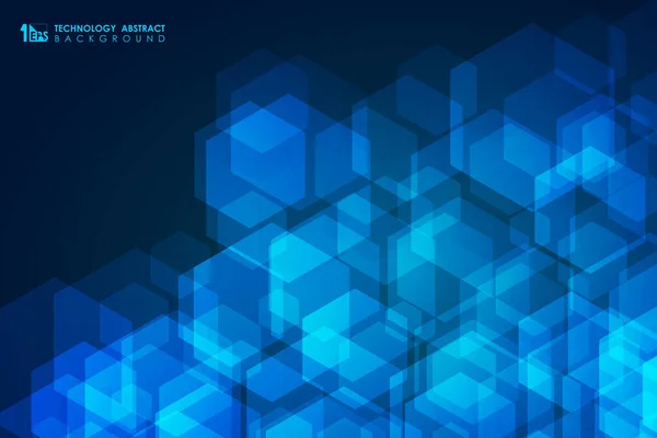 Abstrakcyjna Niebieska Technologia Projektowania Geometrycznego Sześciokątnego Tła Wzoru Udekoruj Reklamę — Wektor stockowy