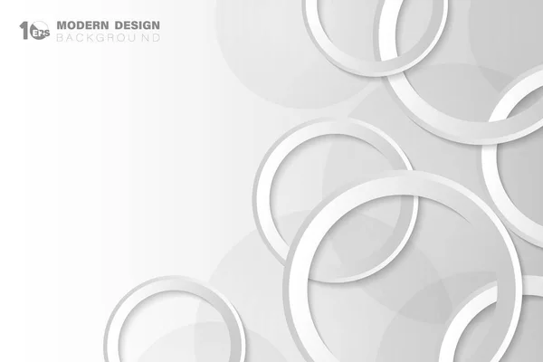 Gradient Abstrait Blanc Gris Cercle Technologie Forme Art Design Fond — Image vectorielle