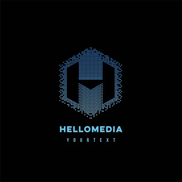 ヘルメディアクリエイティブアイデアロゴデザイン — ストックベクタ