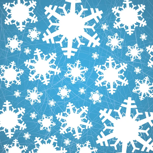 Snowflakes on ice with furrows - Christmas background — Stock Vector